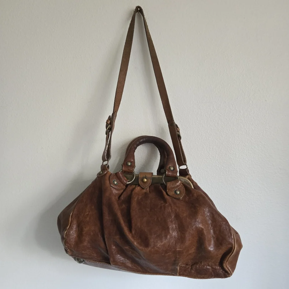 AllSaints Brown Leather Crossbody Satchel